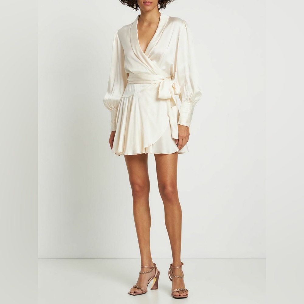 Alexia Admor Cream Mini Wrap Dress